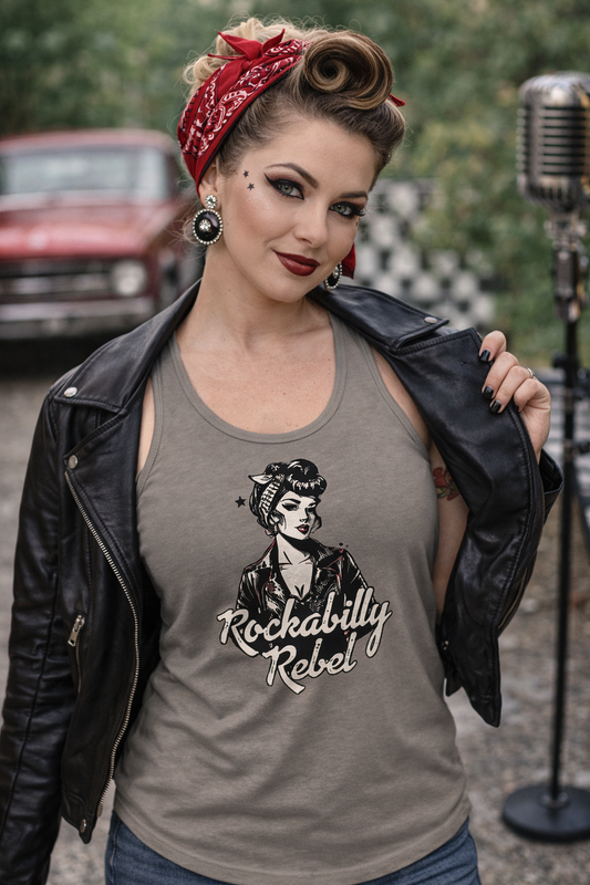 Rockabilly Rebel Women’s Tank – Retro Pinup Style – Vintage Rock ’n’ Roll Graphic Top