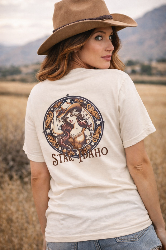 Star, Idaho Vintage Cowgirl Tee – Western Retro Graphic Shirt