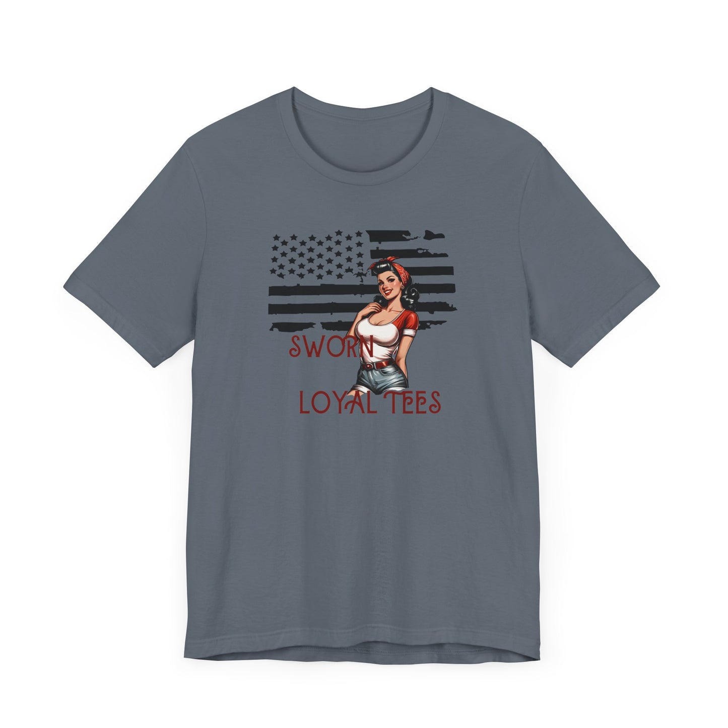 Unisex Tee- Pinup with flag