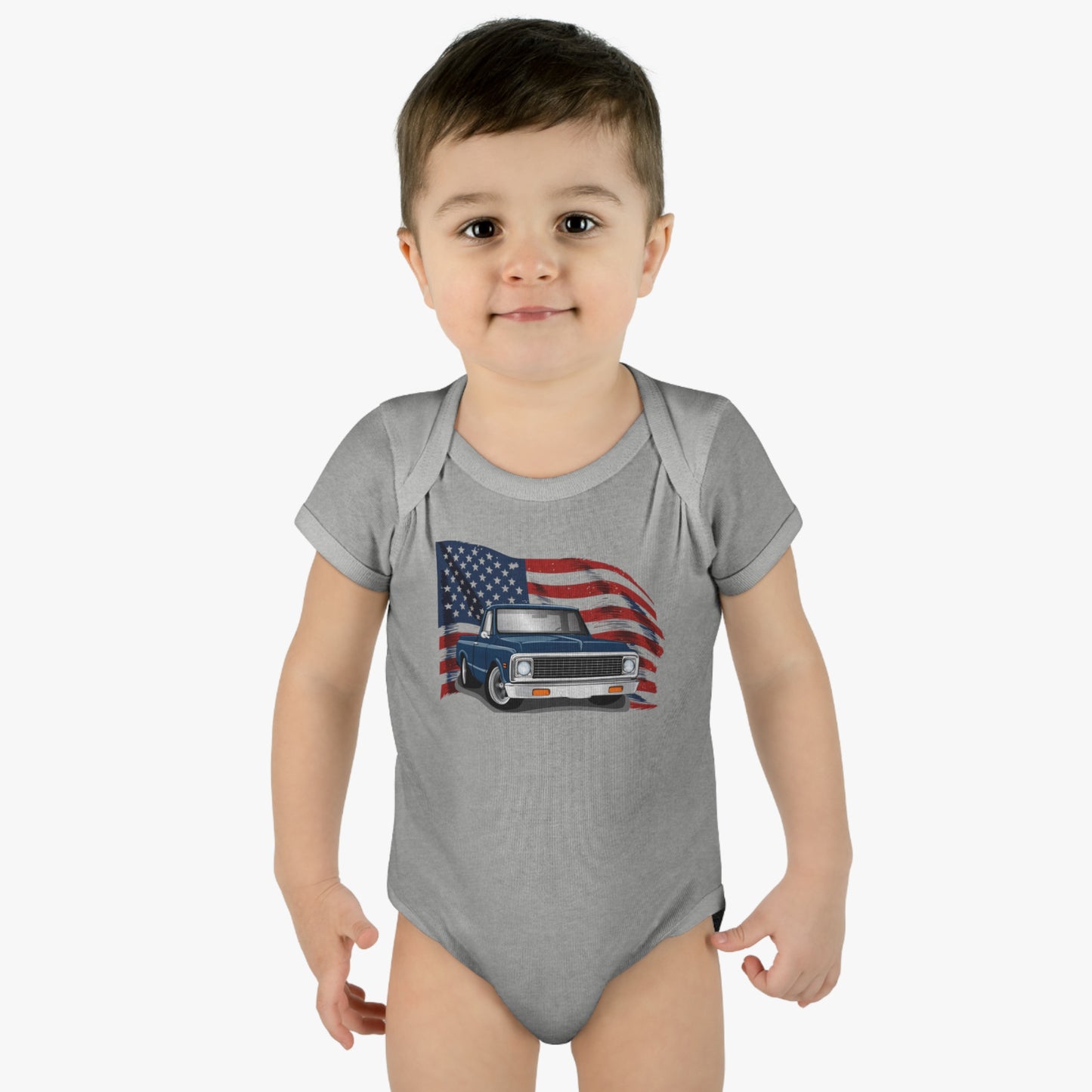 Infant Baby Rib Bodysuit- C10 with Flag