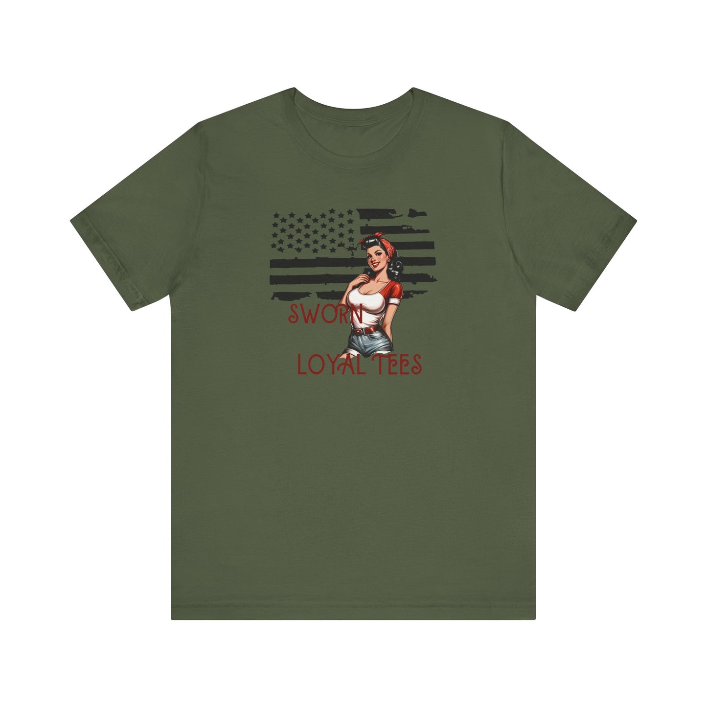 Unisex Tee- Pinup with flag