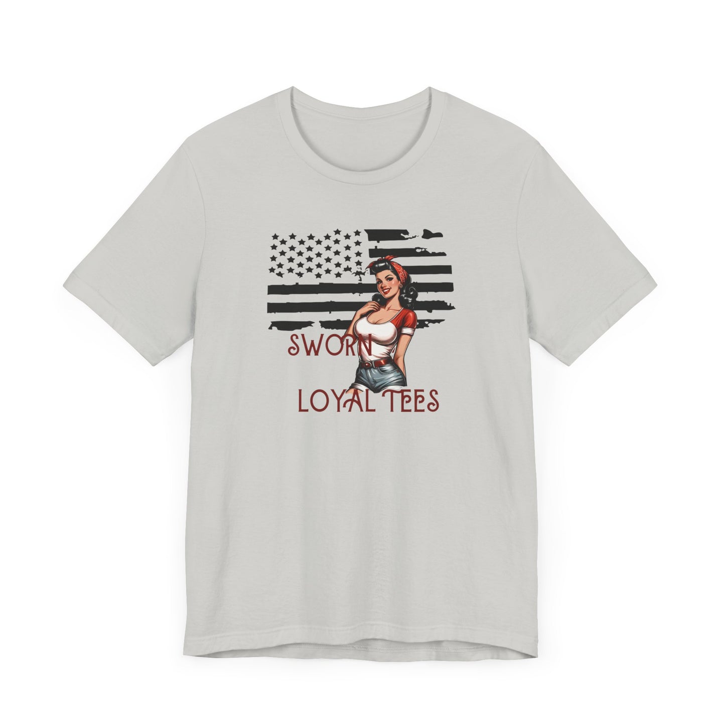 Unisex Tee- Pinup with flag