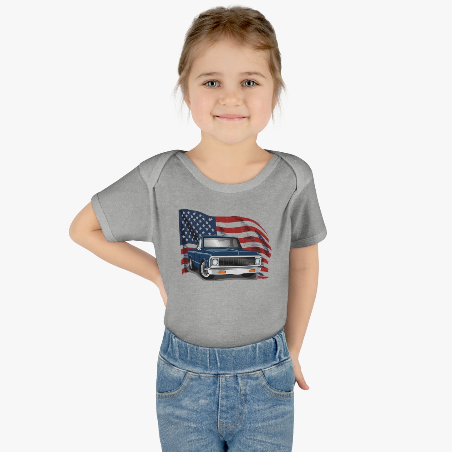 Infant Baby Rib Bodysuit- C10 with Flag