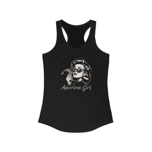 Women's Ideal Racerback Tank- American Girl sunset