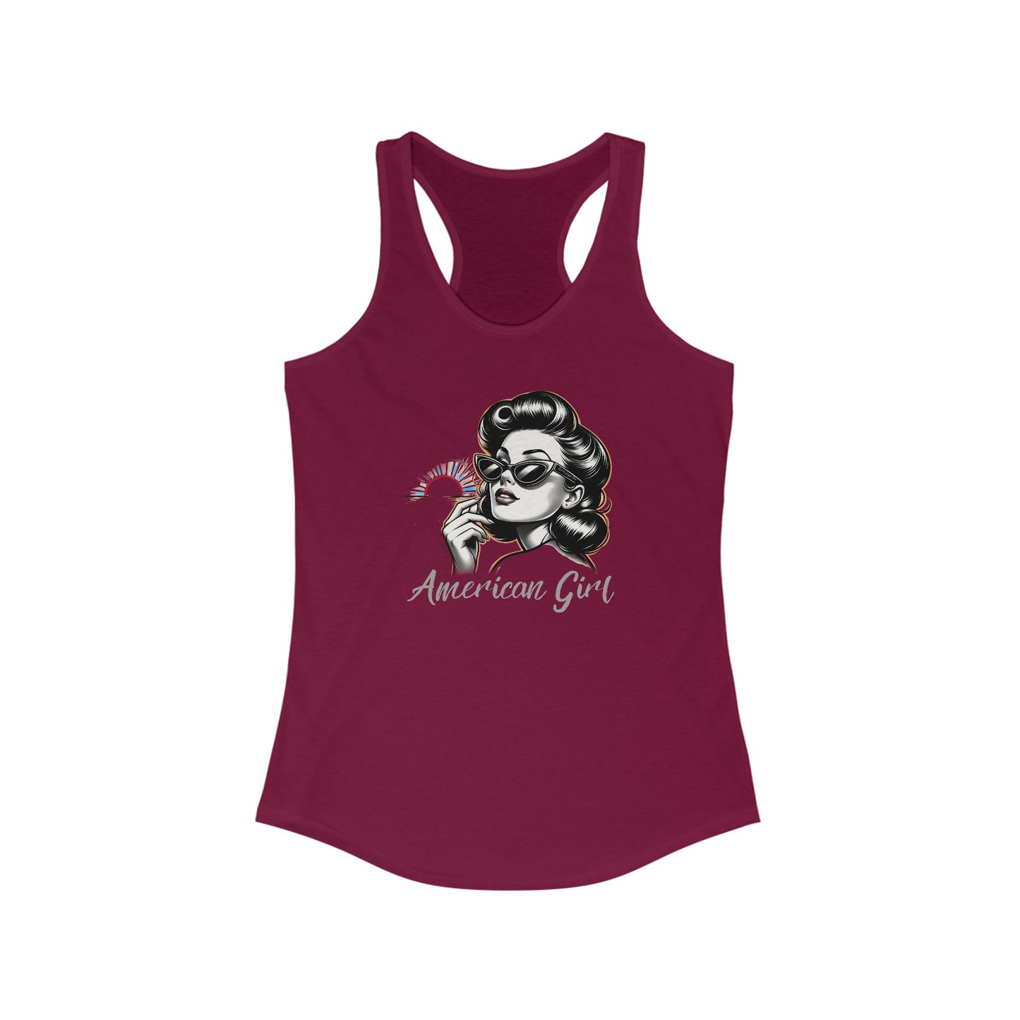 Women's Ideal Racerback Tank- American Girl sunset