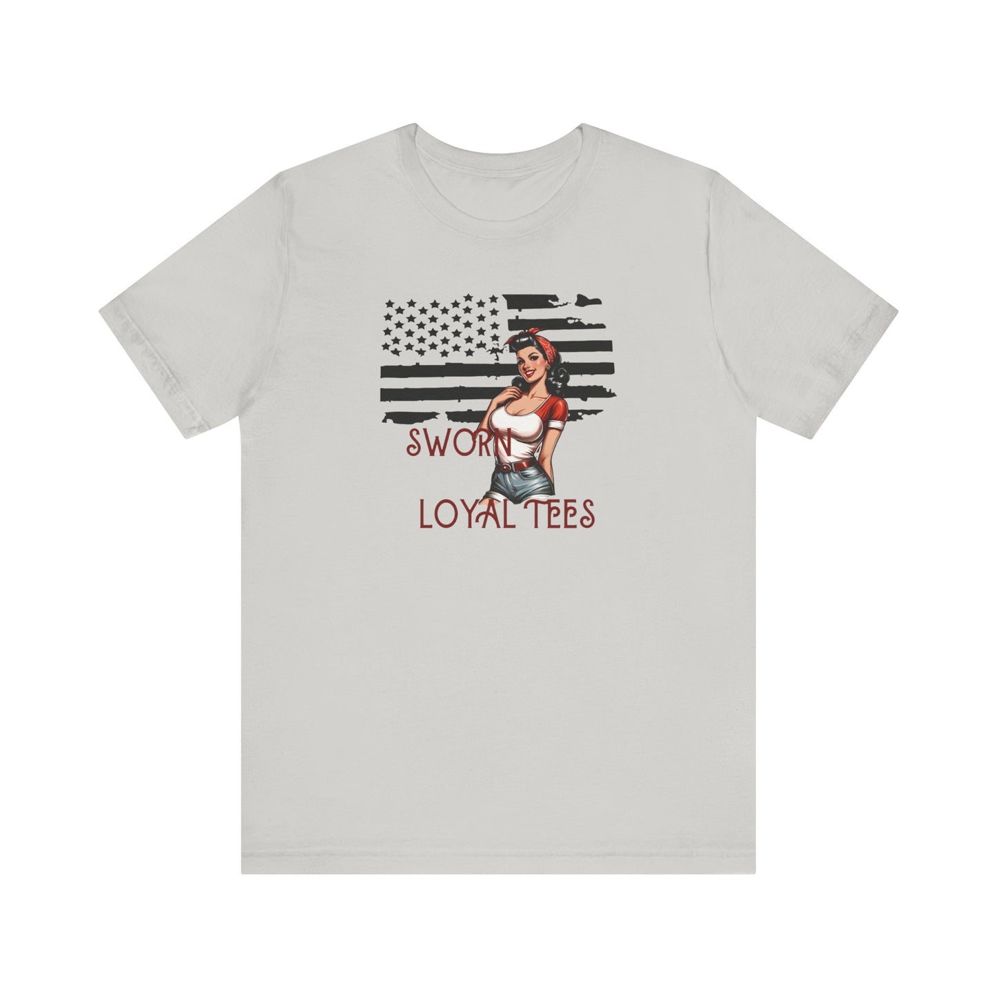 Unisex Tee- Pinup with flag