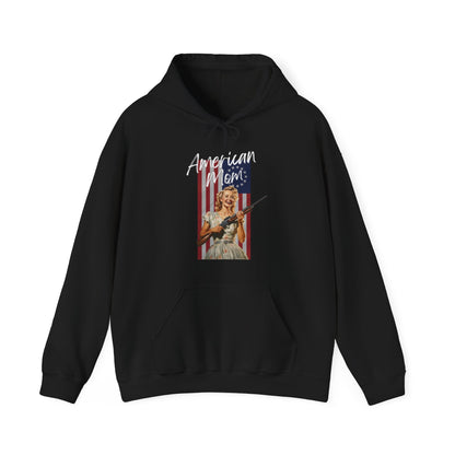 American Mom Hoodie – Vintage Pin-Up Patriotic Sweatshirt