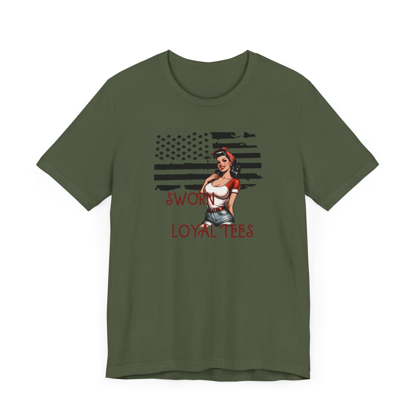 Unisex Tee- Pinup with flag