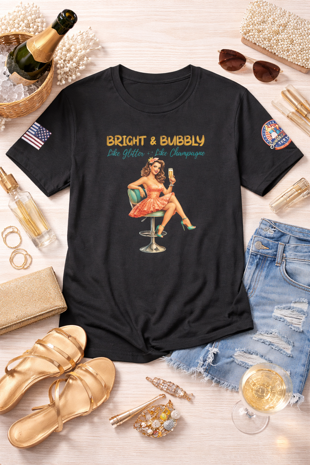 Bright Like Glitter Bubbly Like Champagne Tee