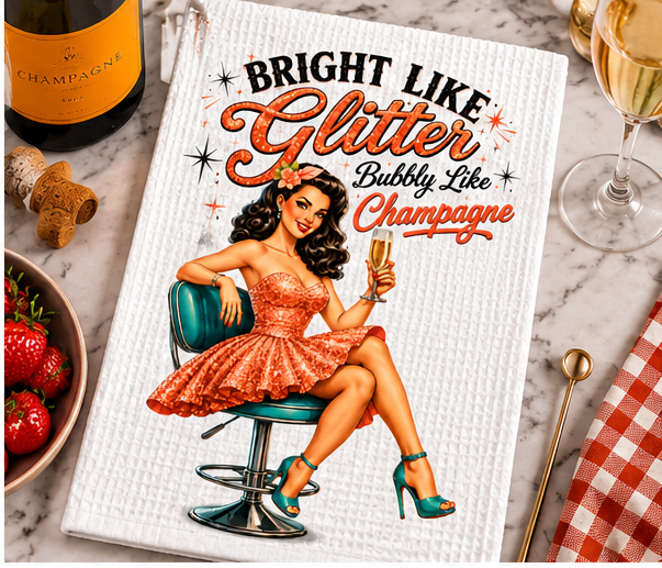 Bright Like Glitter Tea Towel