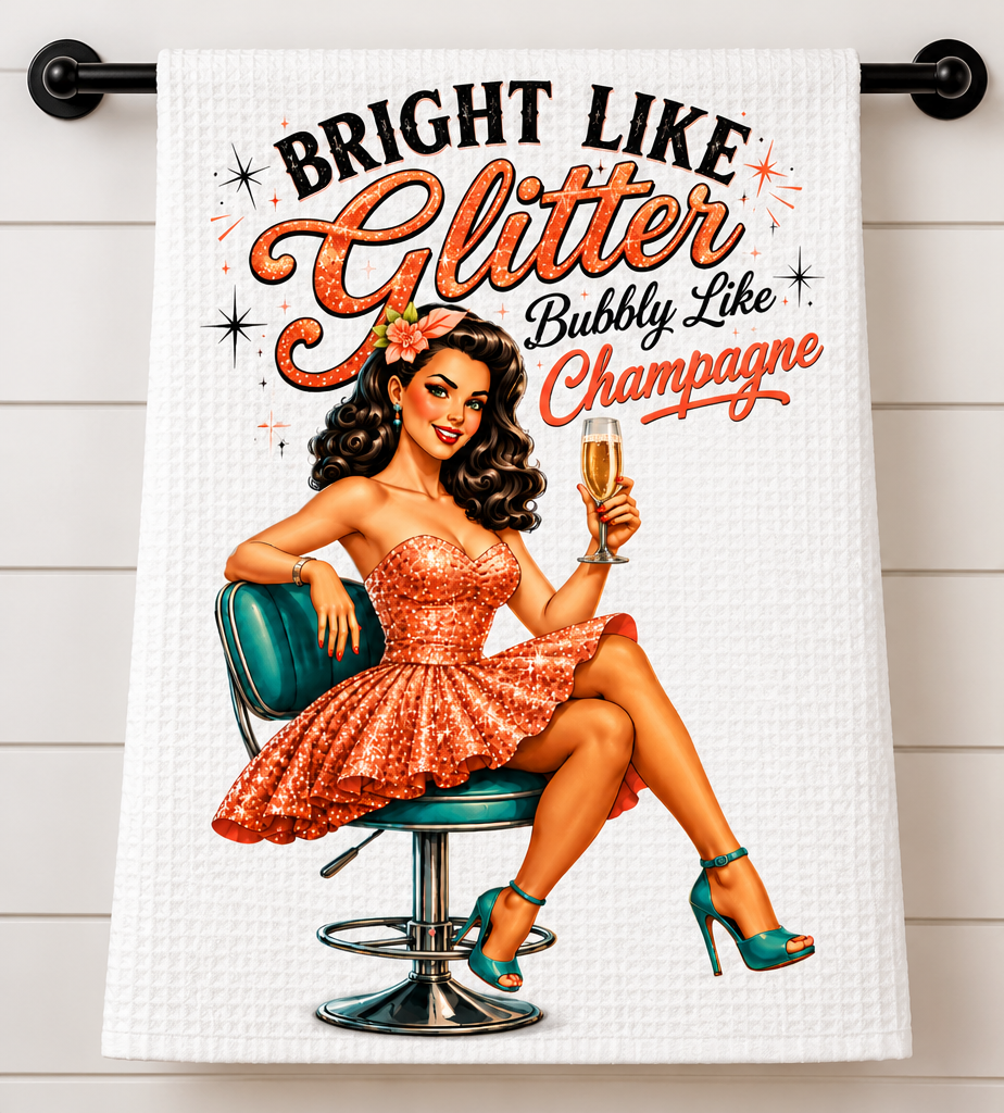 Bright Like Glitter Tea Towel