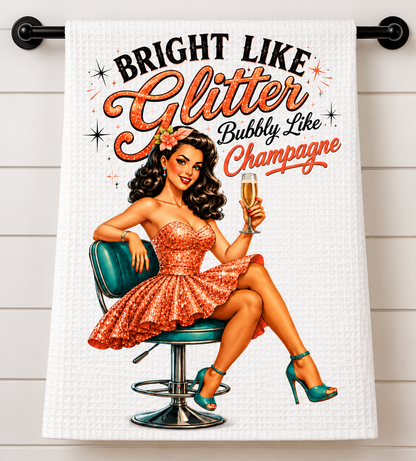 Bright Like Glitter Tea Towel