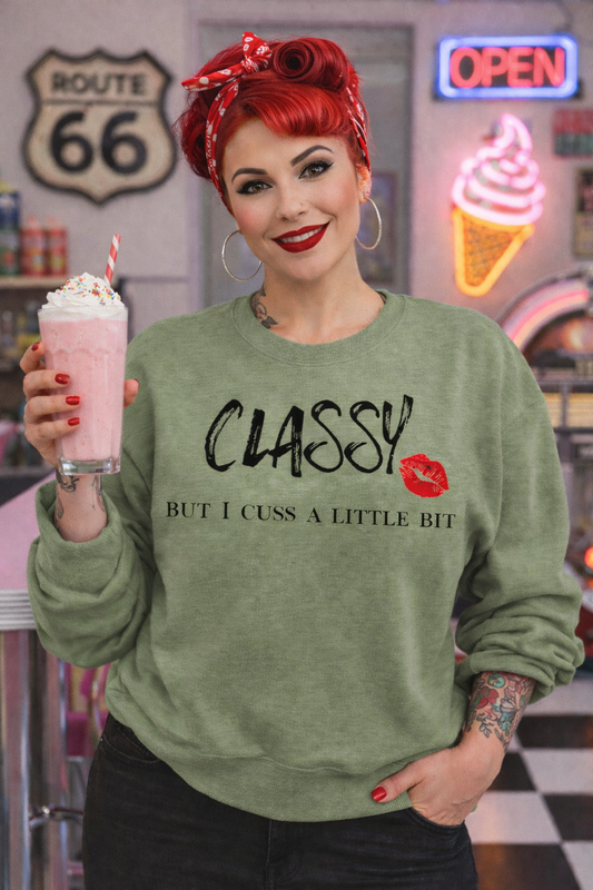 Classy But I Cuss a Little Bit – Retro Rockabilly Sweatshirt