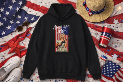 American Mom Hoodie – Vintage Pin-Up Patriotic Sweatshirt