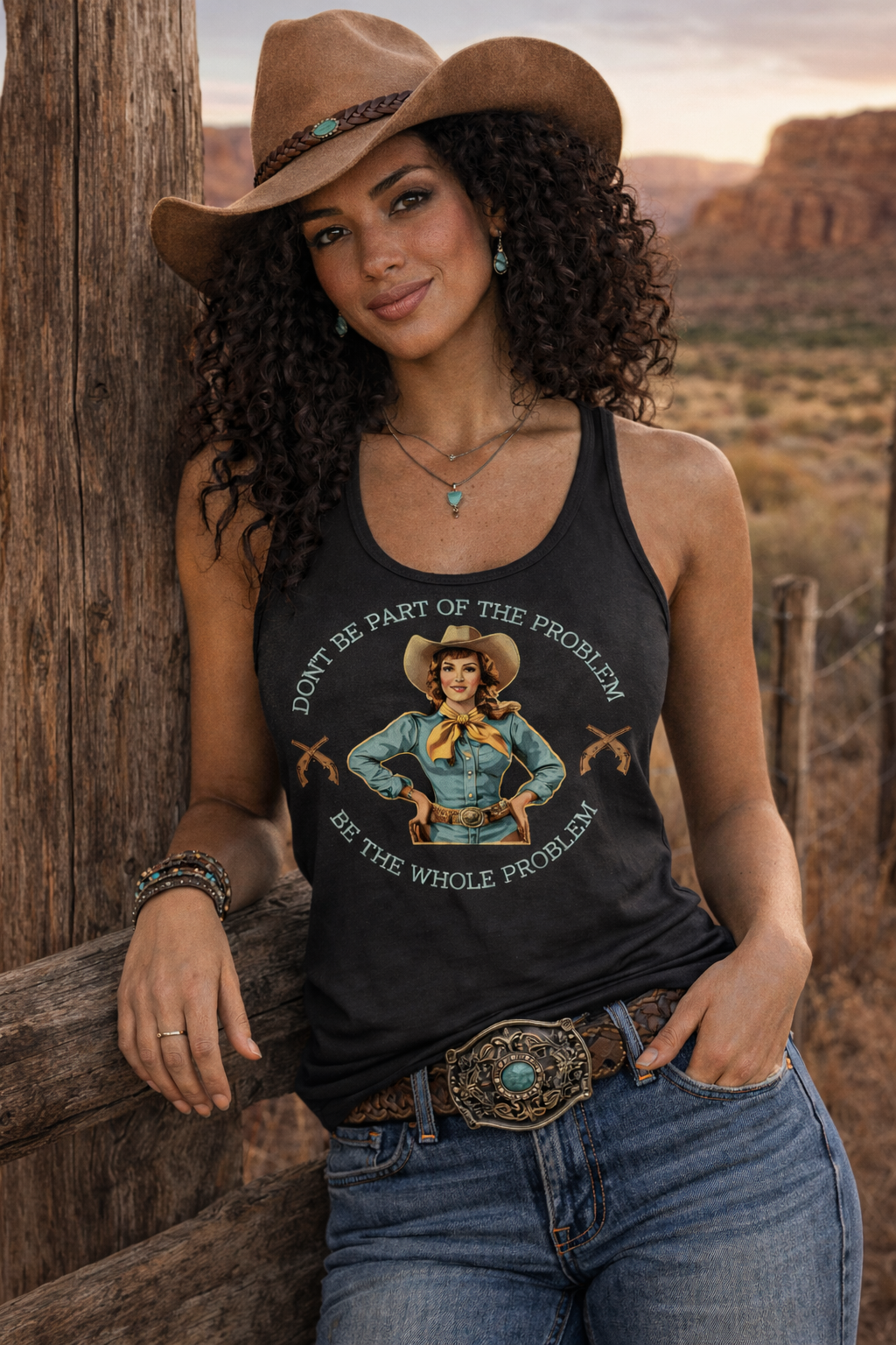 Don’t Be Part of the Problem – Be the Whole Problem | Retro Cowgirl Tank Top | Western Graphic Women’s Tee
