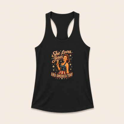 She Loves Jesus & America Too Tank Top