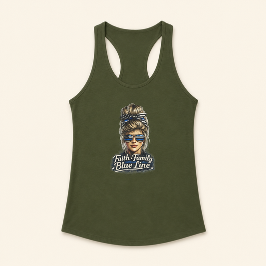 Faith Family Blue Line Tank Top