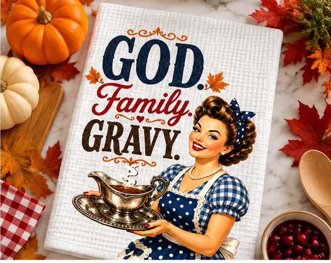 God Family Gravy Tea Towel