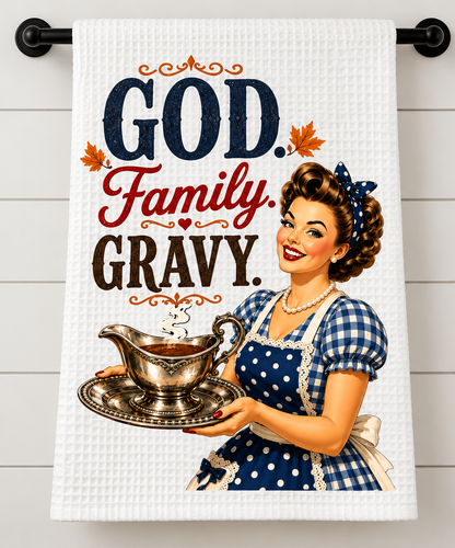 God Family Gravy Tea Towel