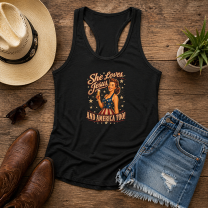 She Loves Jesus & America Too Tank Top