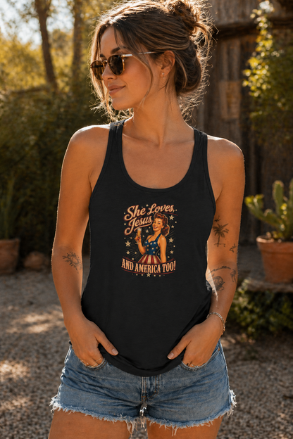 She Loves Jesus & America Too Tank Top