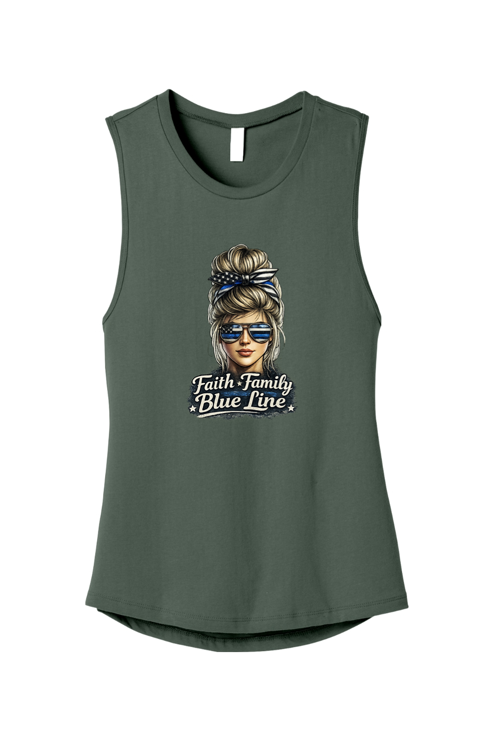 Faith Family Blue Line Muscle Tank