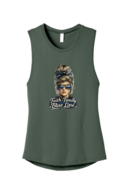 Faith Family Blue Line Muscle Tank